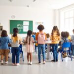 Dil egzersizleri etkinliği sırasında sınıfta aktif katılım gösteren öğrenciler